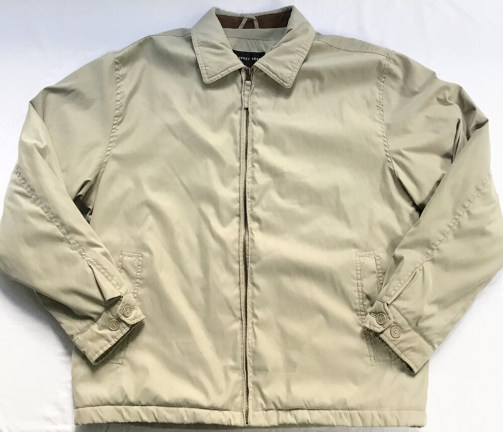 Geoffrey Beene Men's Jacket M Tan Fleece Lined Full Zip Front Casual Classic